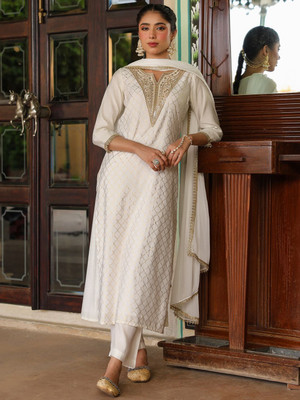 Janasya Women Kurti Pant Dupatta Set