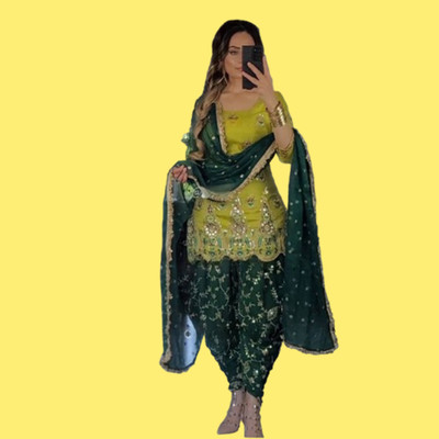 IYALAFAB Women Ethnic Top Dhoti Pant Dupatta Set