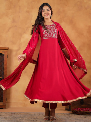 Janasya Women Kurta Pant Dupatta Set