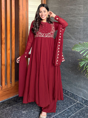 Janasya Women Kurta Palazzo Dupatta Set