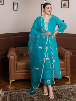 VredeVogel Embroidered Kurta, Trouser/Pant & Dupatta Set