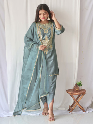 Janasya Women Kurta Pant Dupatta Set