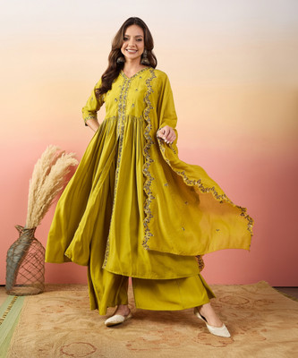 Sangria Women Kurti Palazzo Dupatta Set