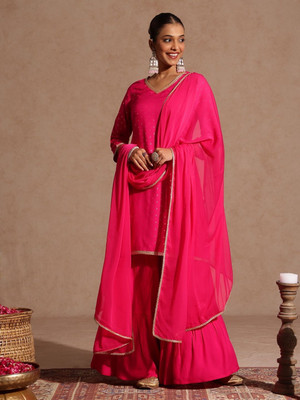 Janasya Women Kurti Sharara Dupatta Set