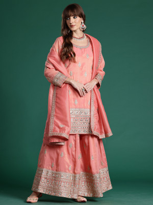 Indo Era Women Kurta Palazzo Dupatta Set