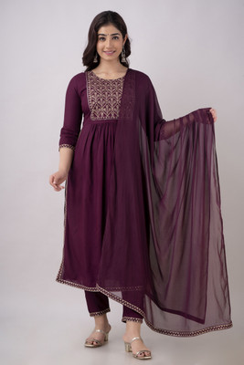 Charu Embroidered Kurta, Trouser/Pant & Dupatta Set