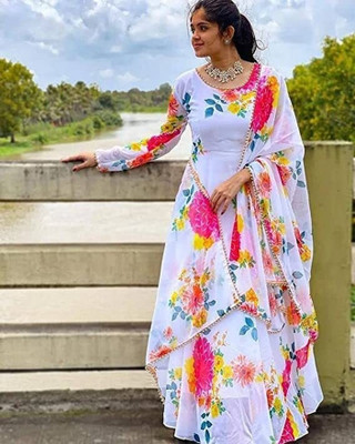 HELWIN DESIGNER Anarkali Gown(Multicolor)