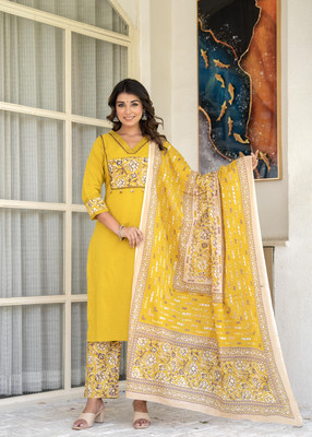 RASOKURTI Women Kurti Pant Attached Dupatta Set