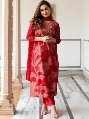Tasrika Floral Print Kurta, Palazzo & Dupatta Set