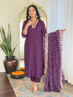 PILUDI Women Kurti Pant Attached Dupatta Set