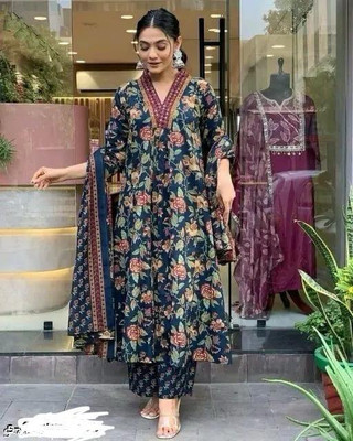 ANNU PARIDHAN Floral Print Kurta, Trouser/Pant & Dupatta Set