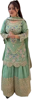 DHRISHUTEXTILE Women Ethnic Top Palazzo Dupatta Set