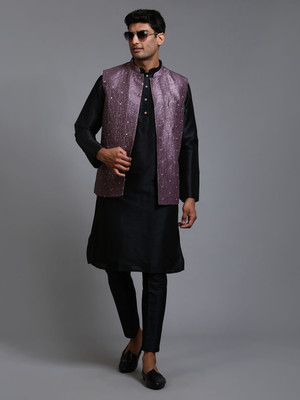 VM Men Kurta Pyjama Ethnic Jacket Set