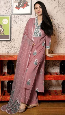 Tasrika Printed Kurta, Trouser/Pant & Dupatta Set