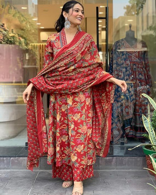AREEBA TEXTILE Floral Print Kurta, Trouser/Pant & Dupatta Set