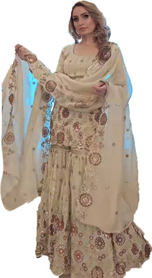 VATAGAMFAB Women Ethnic Top Palazzo Dupatta Set