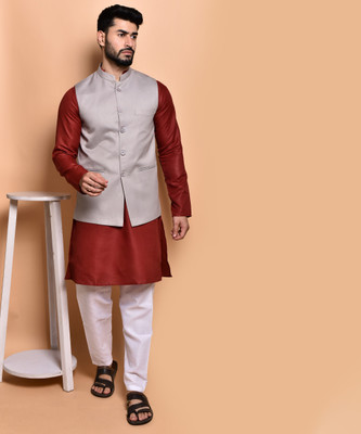 PRINTCULTR Men Kurta Pyjama Ethnic Jacket Set