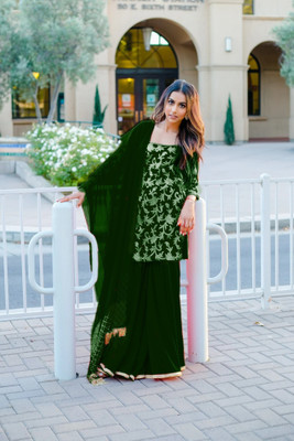 HHVHSH FASHION Women Kurta Sharara Dupatta Set