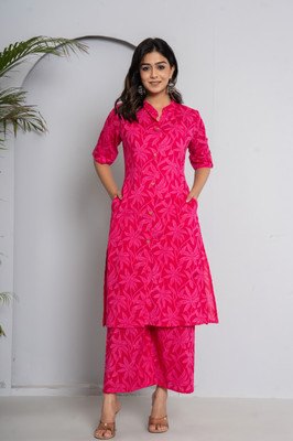 Jaipuri Bunaai Women Kurta Palazzo Set