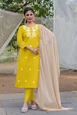 JR Creation Embroidered Kurta, Trouser/Pant & Dupatta Set