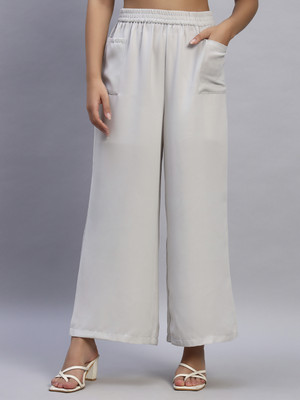HOE Flared Women Grey Trousers
