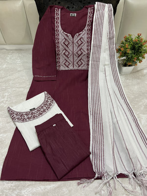 M I TEXTILE Women Kurti Pant Dupatta Set