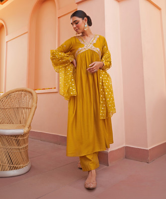 Janasya Women Kurta Palazzo Dupatta Set