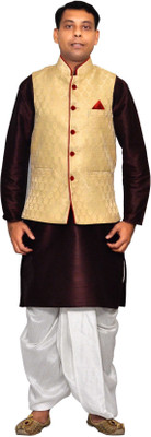 Royal Garments Men Kurta Dhoti Pant Ethnic Jacket Set
