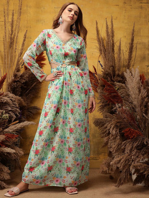 INDO STREET Women Crop Top Skirt Set