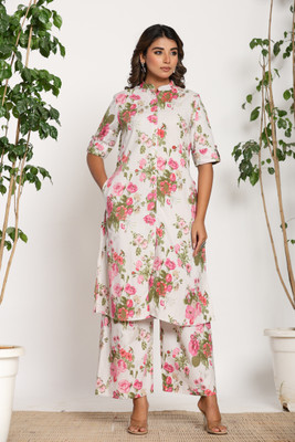 Jaipuri Bunaai Women Kurta Palazzo Set