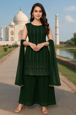 KAVATHIYA Women Kurti Sharara Dupatta Set