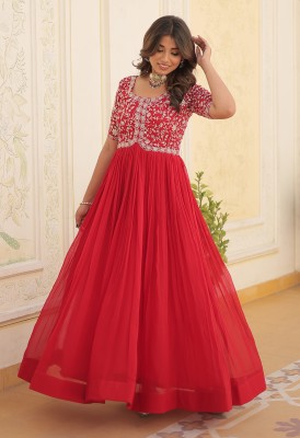 Wedani Lifestyle Flared/A-line Gown(Red)