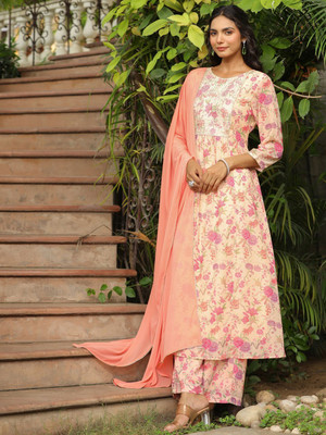 Janasya Women Kurta Palazzo Dupatta Set