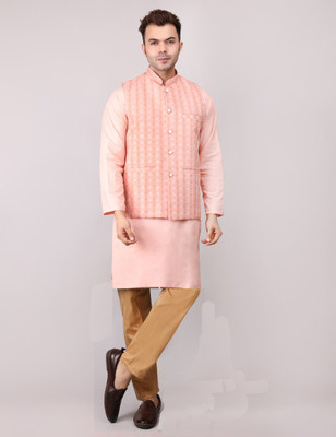 ADARNIYA Men Kurta Pyjama Ethnic Jacket Set