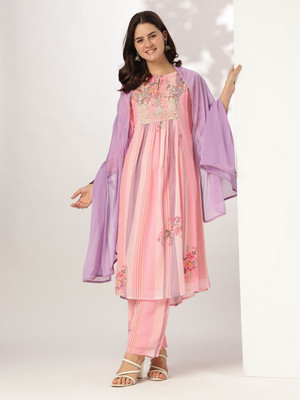 Janasya Women Kurta Pant Dupatta Set