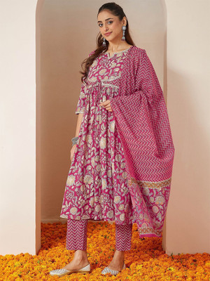 Janasya Women Kurti Pant Dupatta Set