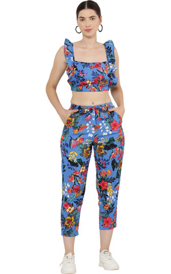 Shyammc Women Crop Top Pant Set
