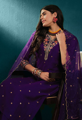 kvsfab Women Kurta Palazzo Dupatta Set