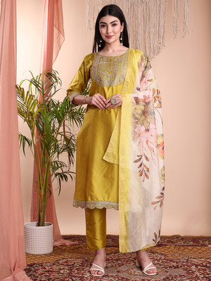 AYUKTA INTERNATIONAL Women Kurti Pant Dupatta Set