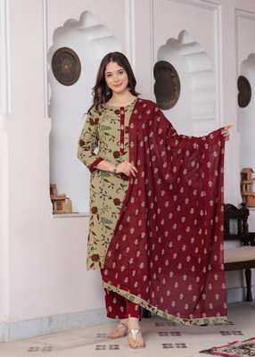 PRISCA Women Kurta Palazzo Dupatta Set