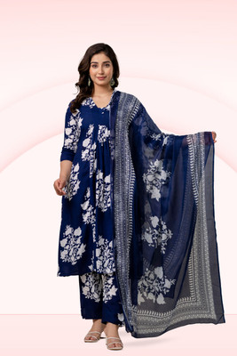 RaghviFab Women Ethnic Top Pant Dupatta Set