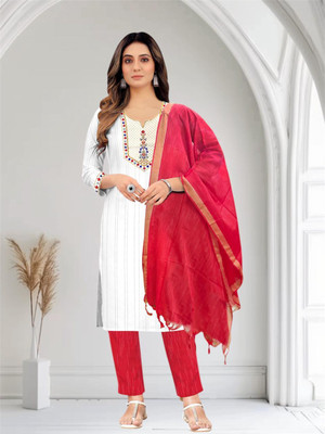ZEEFAB Women Kurti Pyjama Dupatta Set