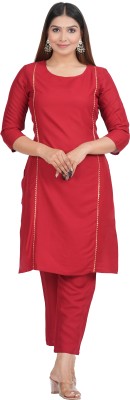 bohara fashions Women Self Design Straight Kurta(Maroon)