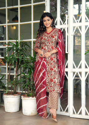 Light Daisy Women Kurti Pant Dupatta Set