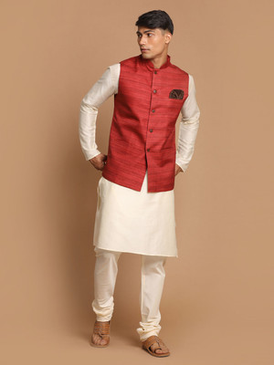VASTRAMAY Men Kurta Pyjama Ethnic Jacket Set