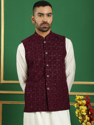 Jompers Men Kurta Pyjama Ethnic Jacket Set