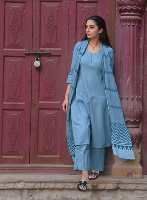 Tasrika Solid Kurta, Trouser/Pant & Dupatta Set