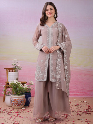 LooksLink Women Ethnic Top Sharara Dupatta Set