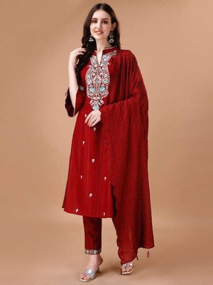 Varamya Women Ethnic Top Pant Dupatta Set