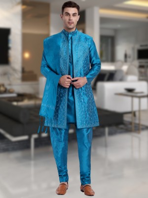 SKAVIJ Men Kurta Pyjama Ethnic Jacket Set